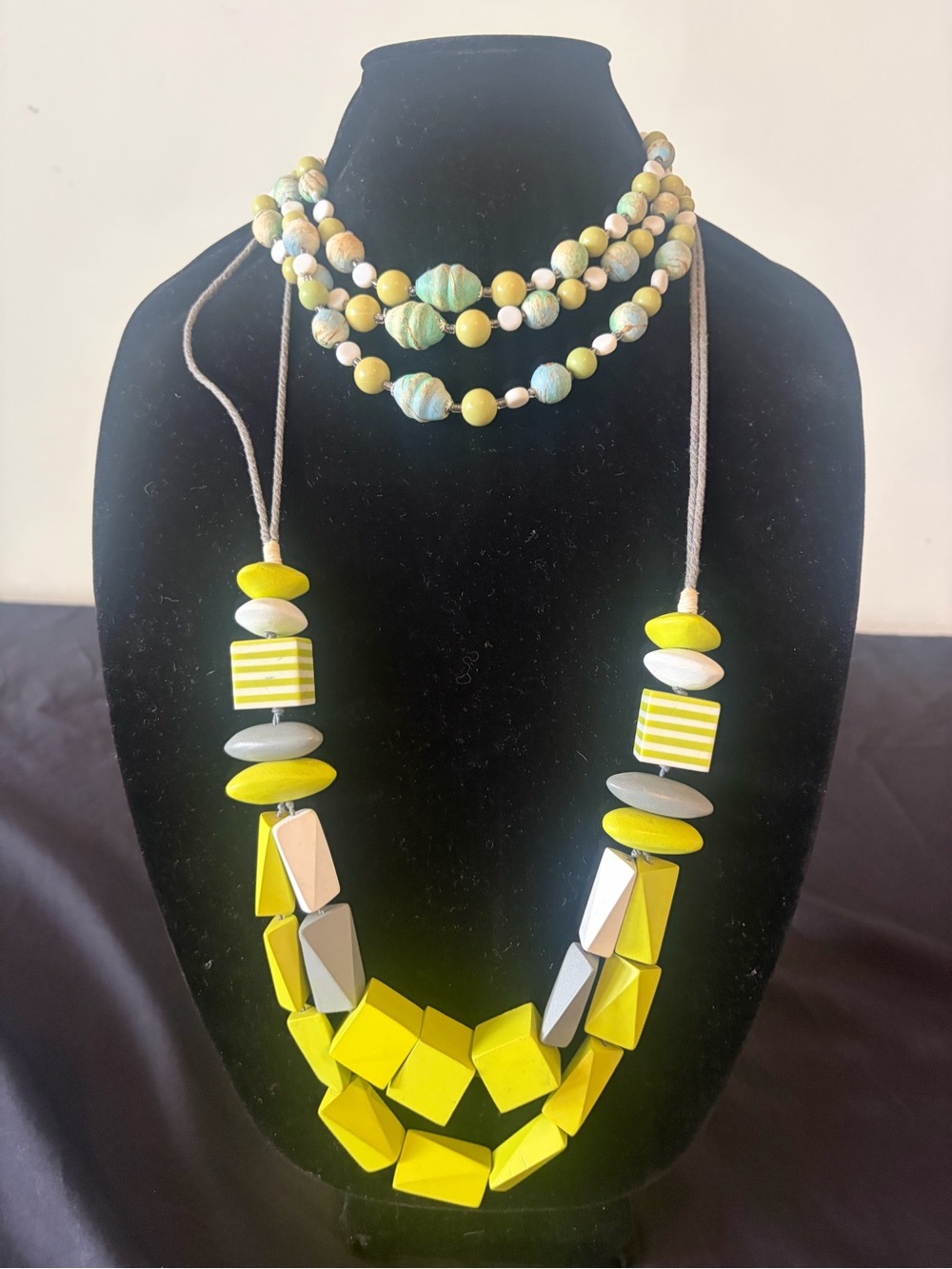 Handcrafted Yellow Multi-Strand Statement Necklace - Lot2